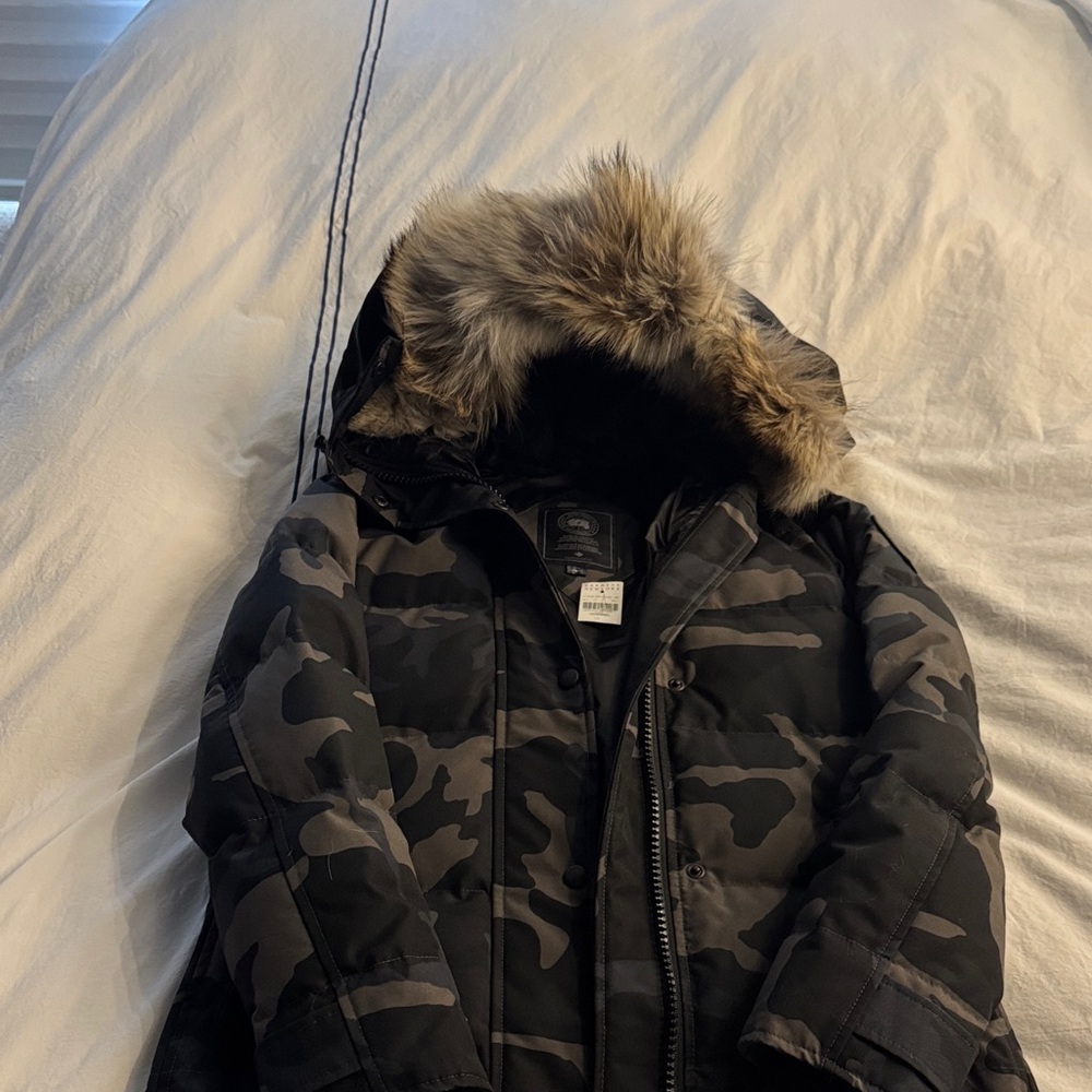 Canada Goose  Camouflage Hooded Jacket with Faux Fur Trim